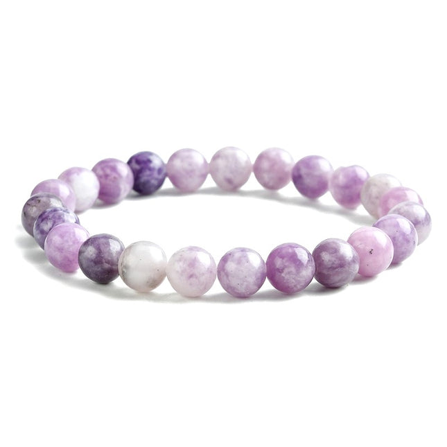 Bracelet pour homme ou femme pierres naturelles lépidolite 8 mm