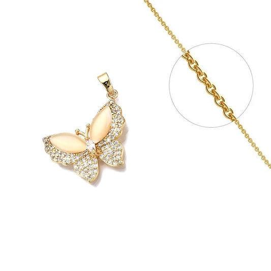 Collier chaîne et pendentif papillon avec zirconium