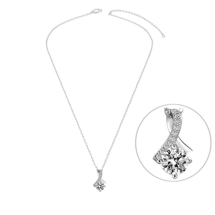 Collier argent 925 nœud zirconiums sertis oxyde blanc Cotemode