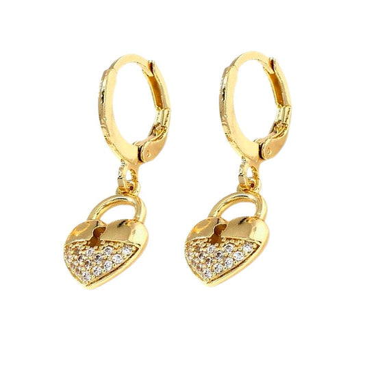 Boucles d'oreilles cœur cadenas avec serrure