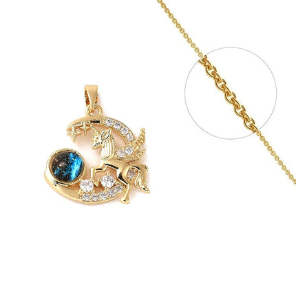 Collier chaîne et pendentif licorne zirconiums sertis Colliers plaqué or Bijouxmode