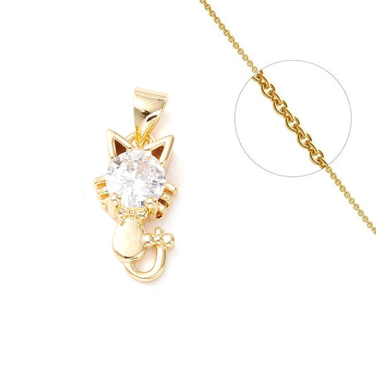 Collier chaîne et pendentif chaton zirconium blanc