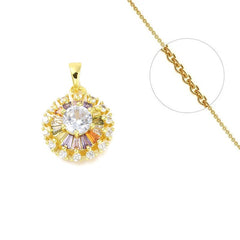 Collier chaîne et pendentif rosace avec zirconiums colorés Colliers plaqué or Bijouxmode