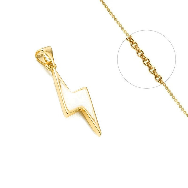 Collier chaîne et pendentif éclair nacre Colliers plaqué or Bijouxmode