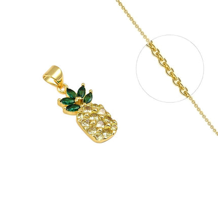 Collier chaîne et pendentif ananas oxydes vertes Colliers plaqué or Bijouxmode