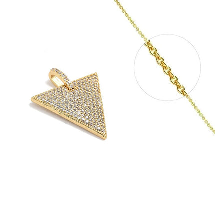 Collier chaîne et pendentif triangle zirconiums blanc Colliers plaqué or Bijouxmode
