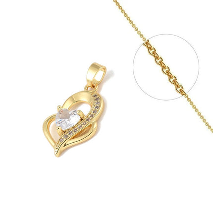 Collier chaîne pendentif cœurs zirconiums sertis Colliers plaqué or Bijouxmode