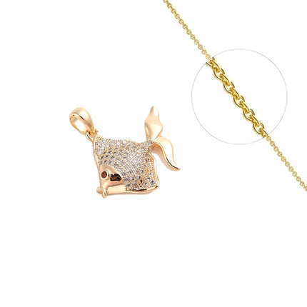 Collier chaîne et pendentif poisson zirconiums sertis Colliers plaqué or Bijouxmode