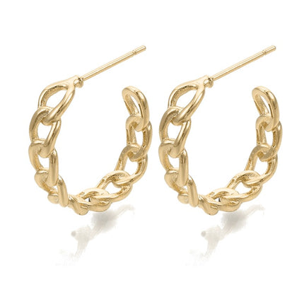 Boucles d'oreilles demi-Créoles chaîne or 20 mm Boucles d'oreilles plaqué or Bijouxmode