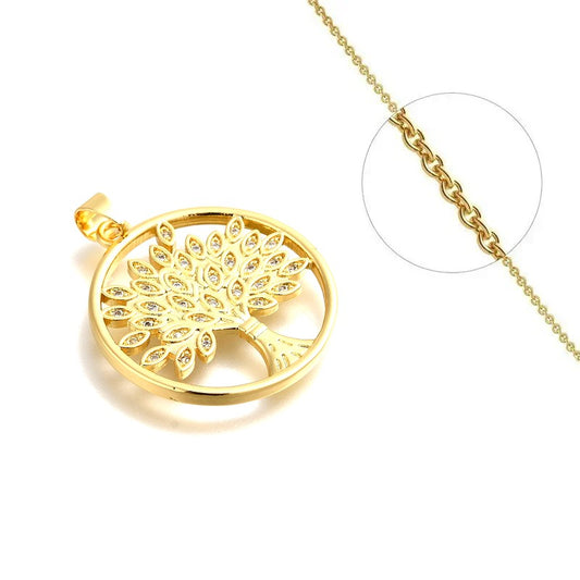 Collier chaîne et pendentif arbre de vie zirconiums sertis