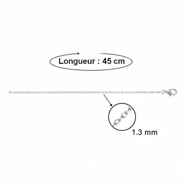 Lot de 10 Chaines acier 316 maille forçat - Couleur argenté 45 cm - 1.3 mm