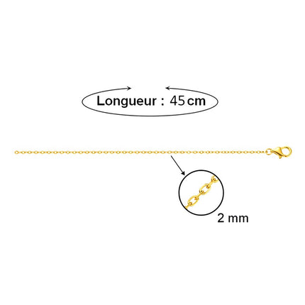 Lot de 10 Chaines acier 316 maille forçat - doré 45 cm - 2 mm