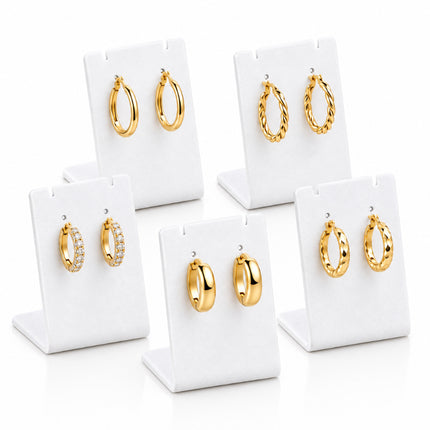 Lot de 10 Présentoirs acrylique blanc pour boucles d'oreilles 7*5 cm