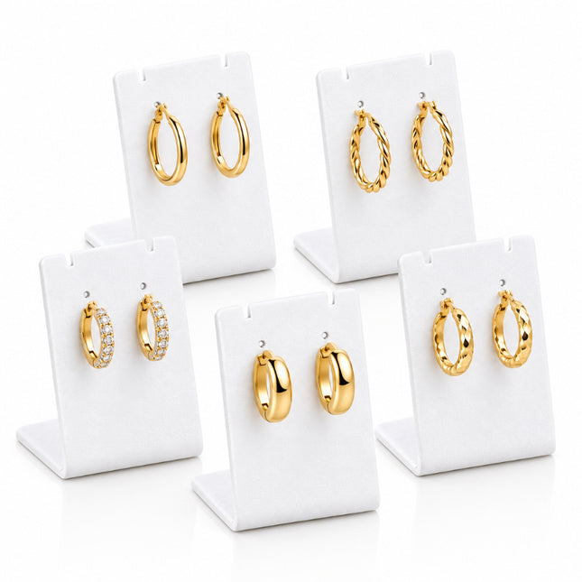 Lot de 10 Présentoirs acrylique blanc pour boucles d'oreilles 7*5 cm