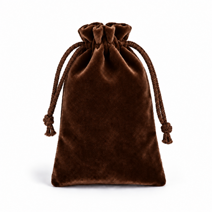 Pochette velour chocolat fermeture à lien 7*5 cm