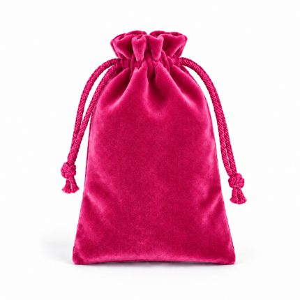 Pochette velour fushia fermeture à lien 7*5 cm