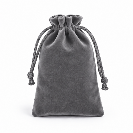 Lot de 10 pochettes velours gris fermeture à lien 7*5 cm