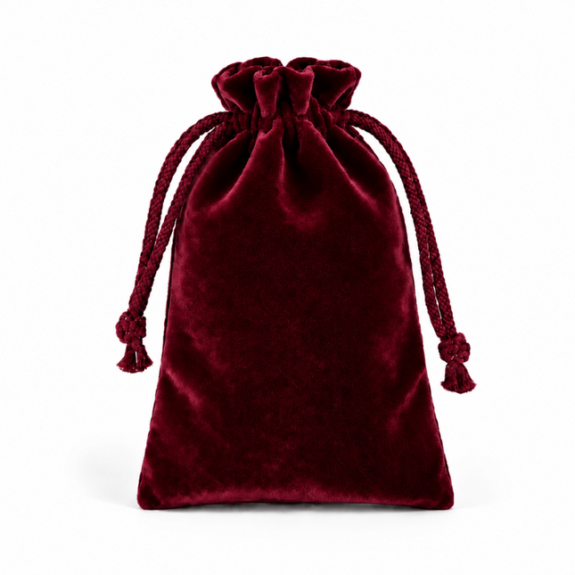 Lot de 10 pochettes velours rouge foncé fermeture à lien 9*7cm