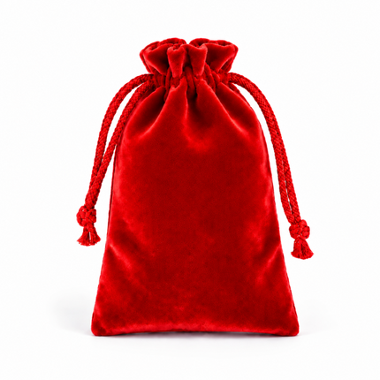 Pochette velour rouge fermeture à lien 7*5 cm