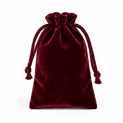 Pochette velour rouge foncé fermeture à lien 7*5 cm
