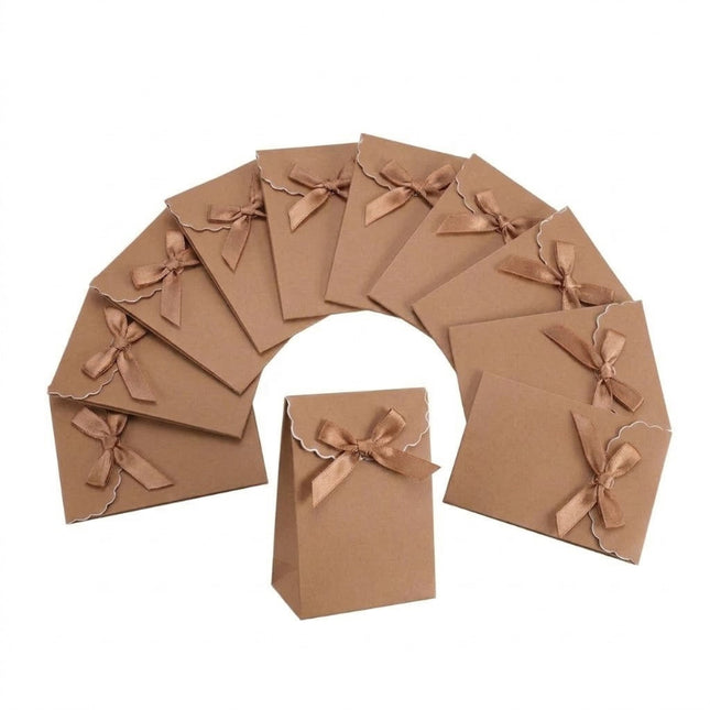 Lot de 12 petits sacs pochettes cadeaux bronze 10*8*3 cm