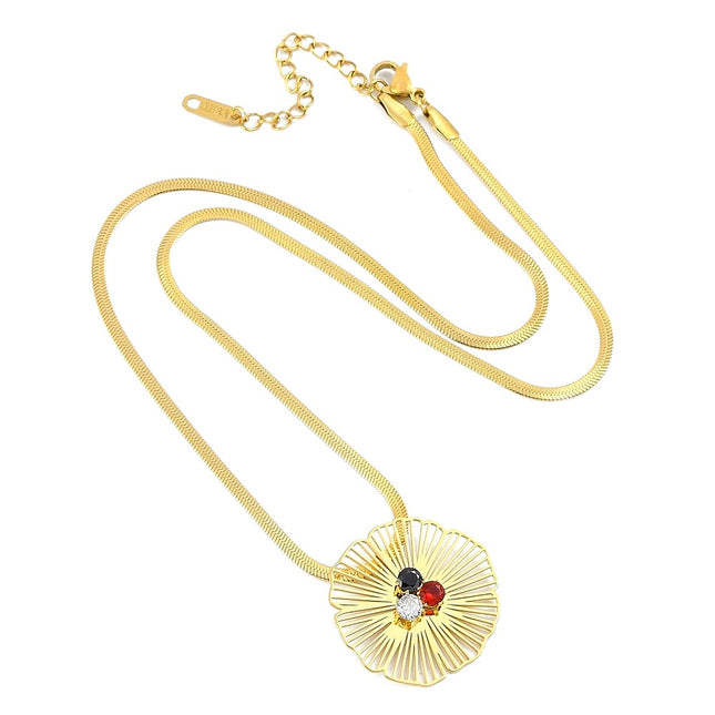 Collier acier inoxydable chaîne maille serpent pendentif avec oxydes colorés Colliers pierres naturelles Bijouxmode