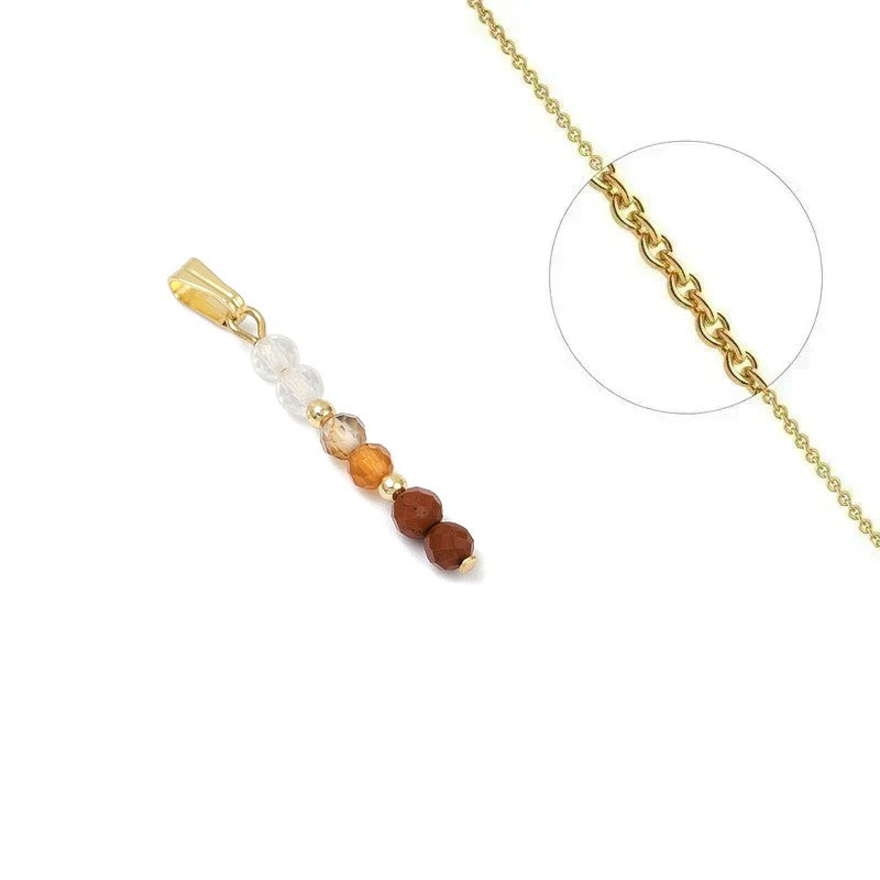 Collier acier inoxydable cristal pierre naturelle cornaline et jaspe rouge