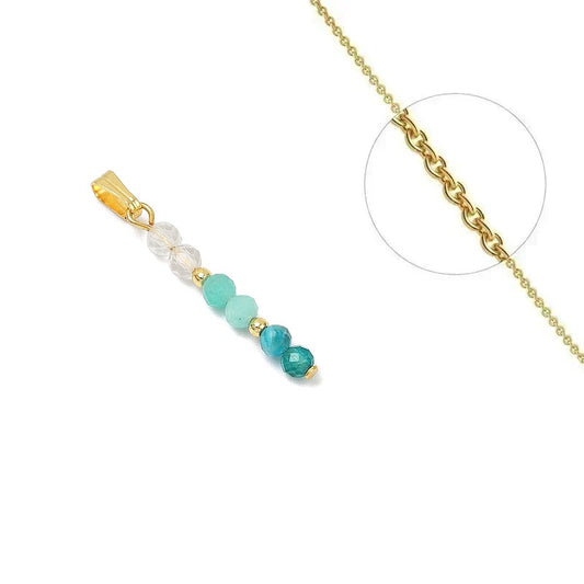 Collier acier inoxydable cristal pierre naturelle amazonite et apatite