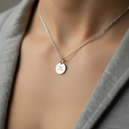 Pendentif acier à personnaliser rond thème Papa je t'aime