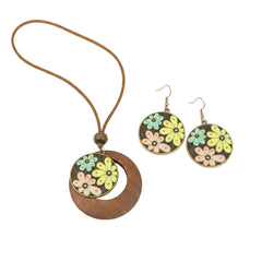 Parure collier boucles d'oreilles fantaisie - style bohème fleurs