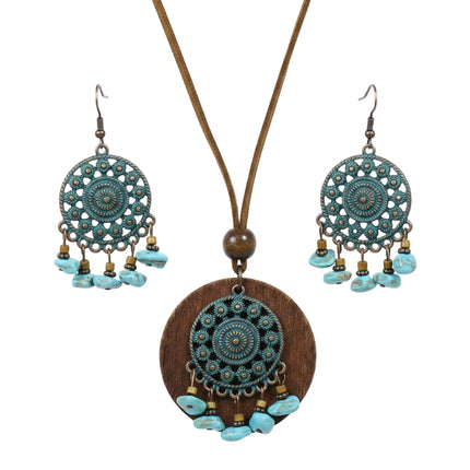 Parure fantaisie - style bohème bois et métal