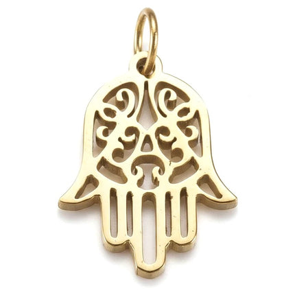 Pendentif acier 316 Main de Fatma argenté