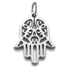 Pendentif acier 316 Main de Fatma argenté