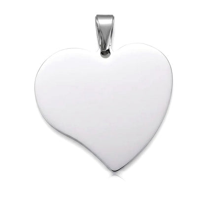 Pendentif acier à personnaliser cœur argenté 35*35*2 mm