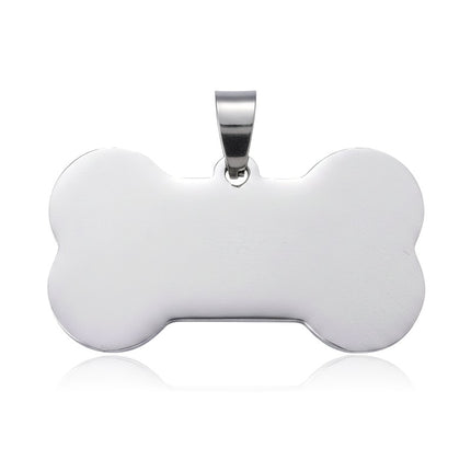 Pendentif acier à personnaliser en forme d'os argenté