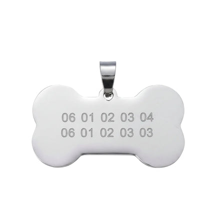 Pendentif acier à personnaliser en forme d'os argenté 40*20*2 mm