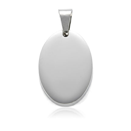 Pendentif acier à personnaliser ovale argenté 30*20*3 mm