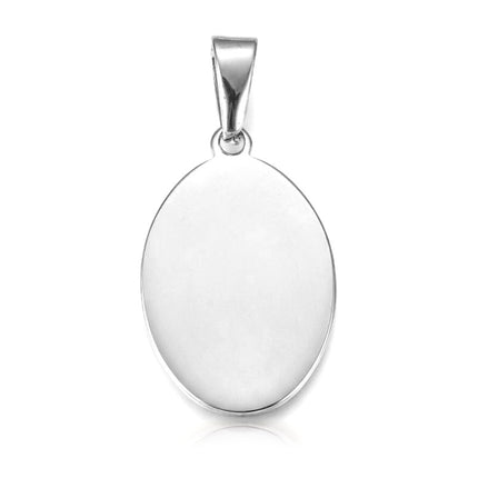 Pendentif acier à personnaliser ovale argenté 32*20*1.5 mm