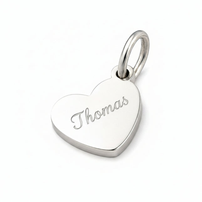 Pendentif acier à personnaliser petit cœur argenté
