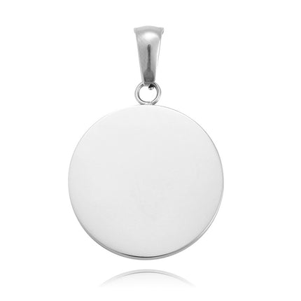 Pendentif acier à personnaliser rond argenté 24*20*2 mm
