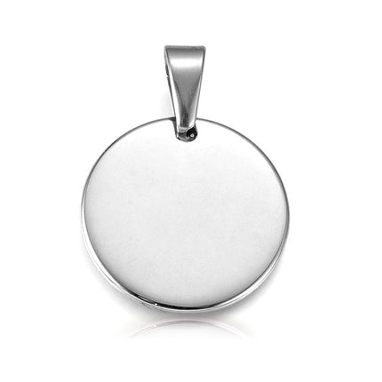Pendentif acier à personnaliser rond argenté 25*1.5 mm