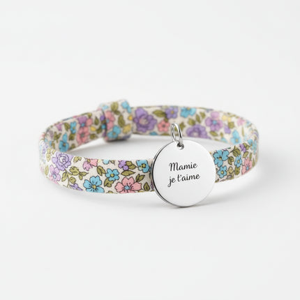 Pendentif acier à personnaliser rond thème Mamie je t'aime