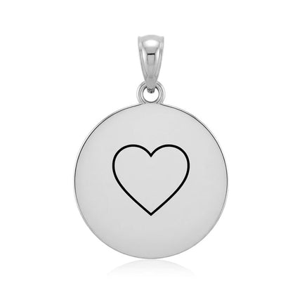 Pendentif acier à personnaliser rond argenté thème cœur