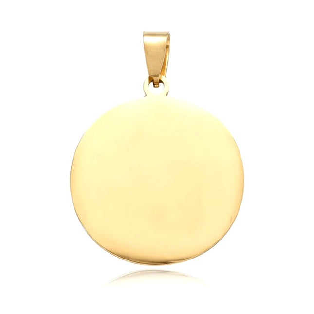 Pendentif acier à personnaliser rond or 35*30*2 mm