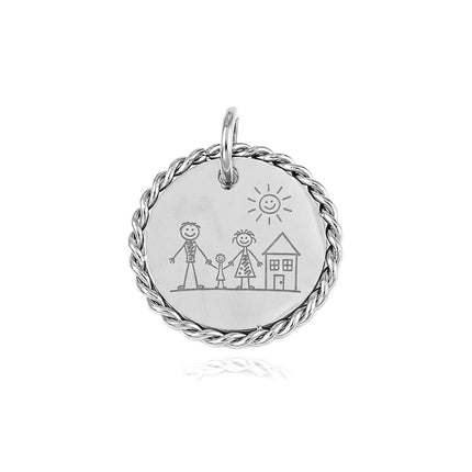 Pendentif breloque acier inoxydable à personnaliser rond argenté 16*1 mm