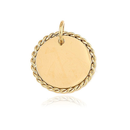 Pendentif breloque acier inoxydable à personnaliser rond doré 16*1 mm