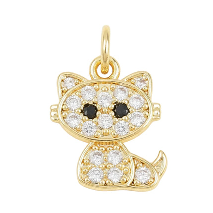 Pendentif breloque chaton avec zirconiums sertis