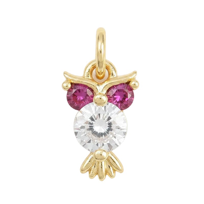 Pendentif breloque chouette hibou zirconiums sertis