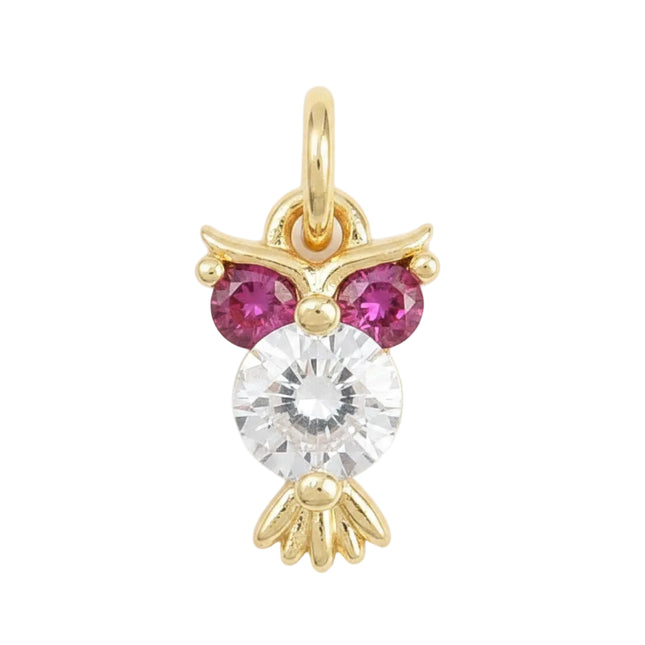 Pendentif breloque chouette hibou zirconiums sertis