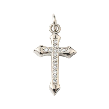 Pendentif breloque croix argenté zirconiums sertis